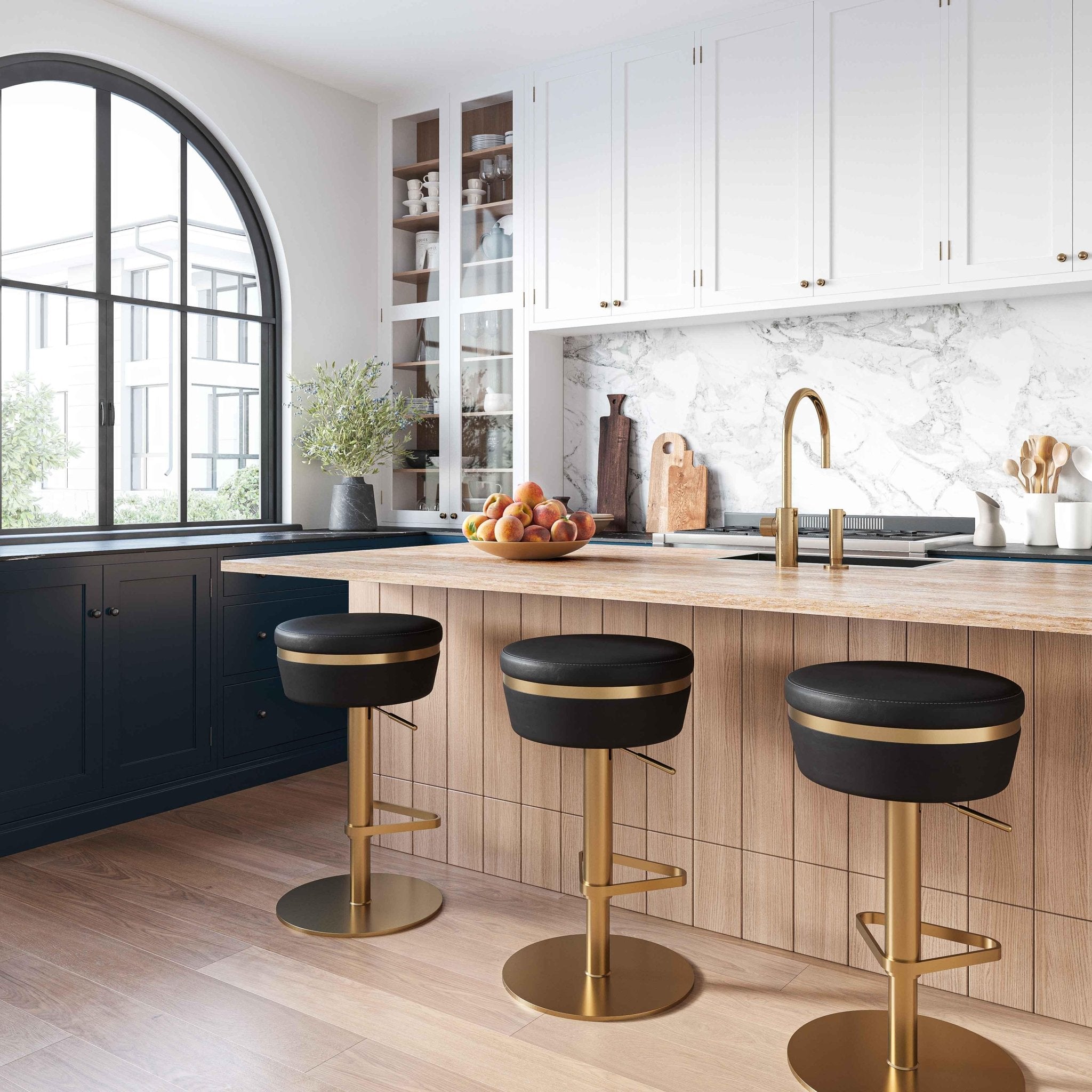 Astro Black and Gold Adjustable Stool Stools| TOV