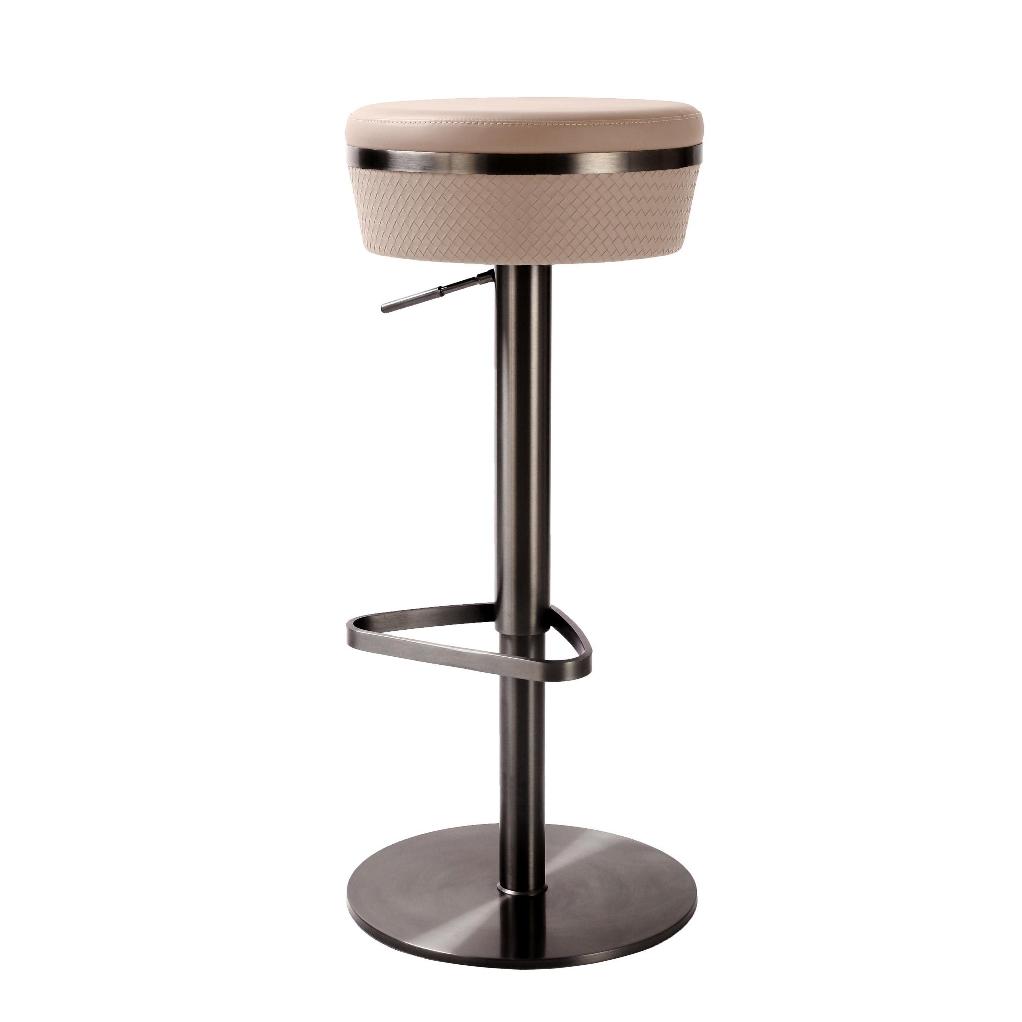 Astro Cafe au Lait Woven Vegan Leather Adjustable Stool Stools| TOV