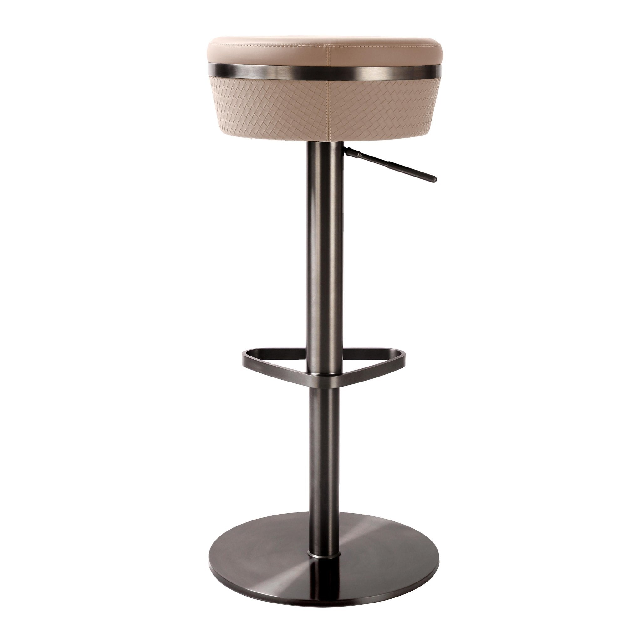 Astro Cafe au Lait Woven Vegan Leather Adjustable Stool Stools| TOV