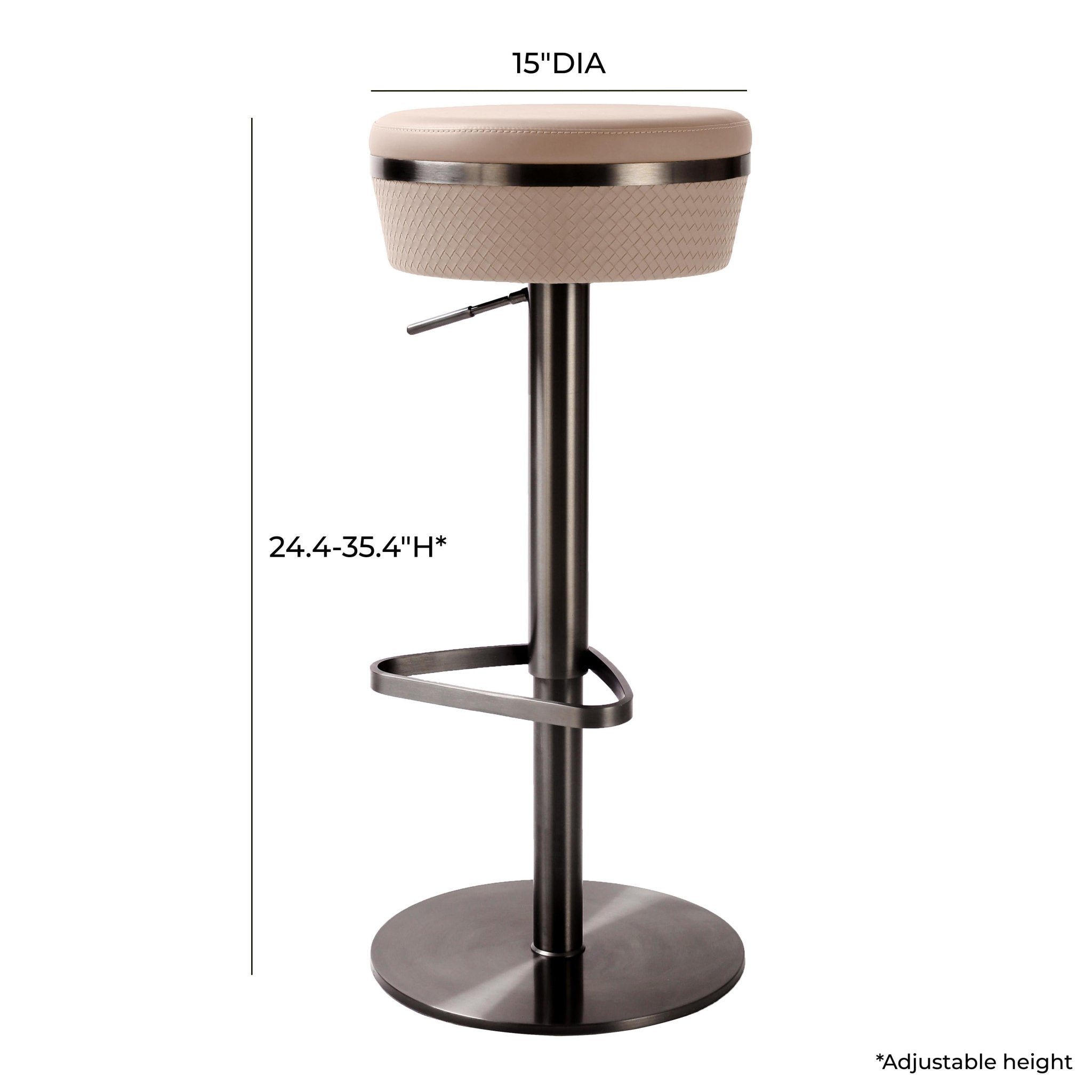 Astro Cafe au Lait Woven Vegan Leather Adjustable Stool Stools| TOV