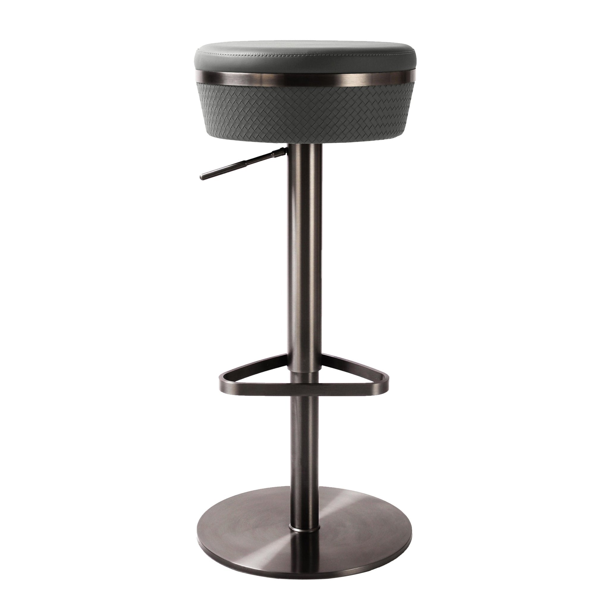 Astro Grey Woven Vegan Leather Adjustable Stool Stools| TOV