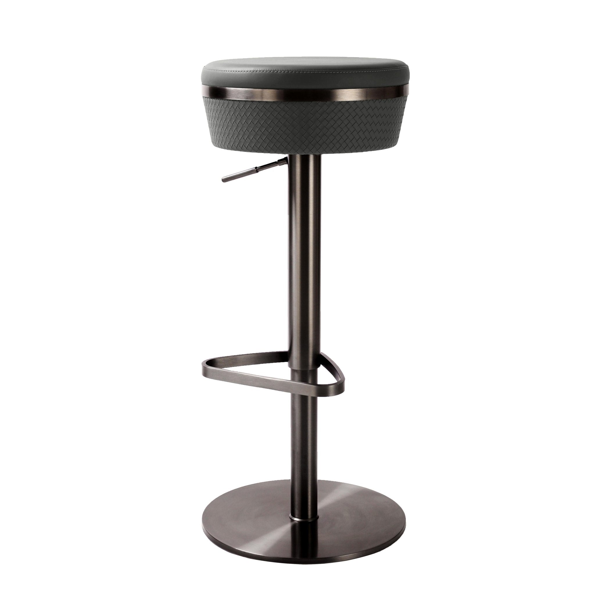 Astro Grey Woven Vegan Leather Adjustable Stool Stools| TOV