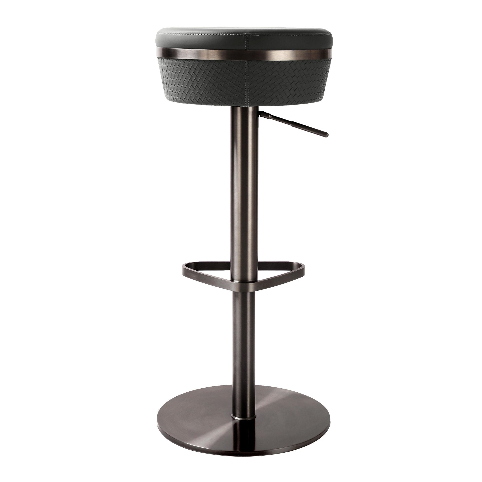 Astro Grey Woven Vegan Leather Adjustable Stool Stools| TOV