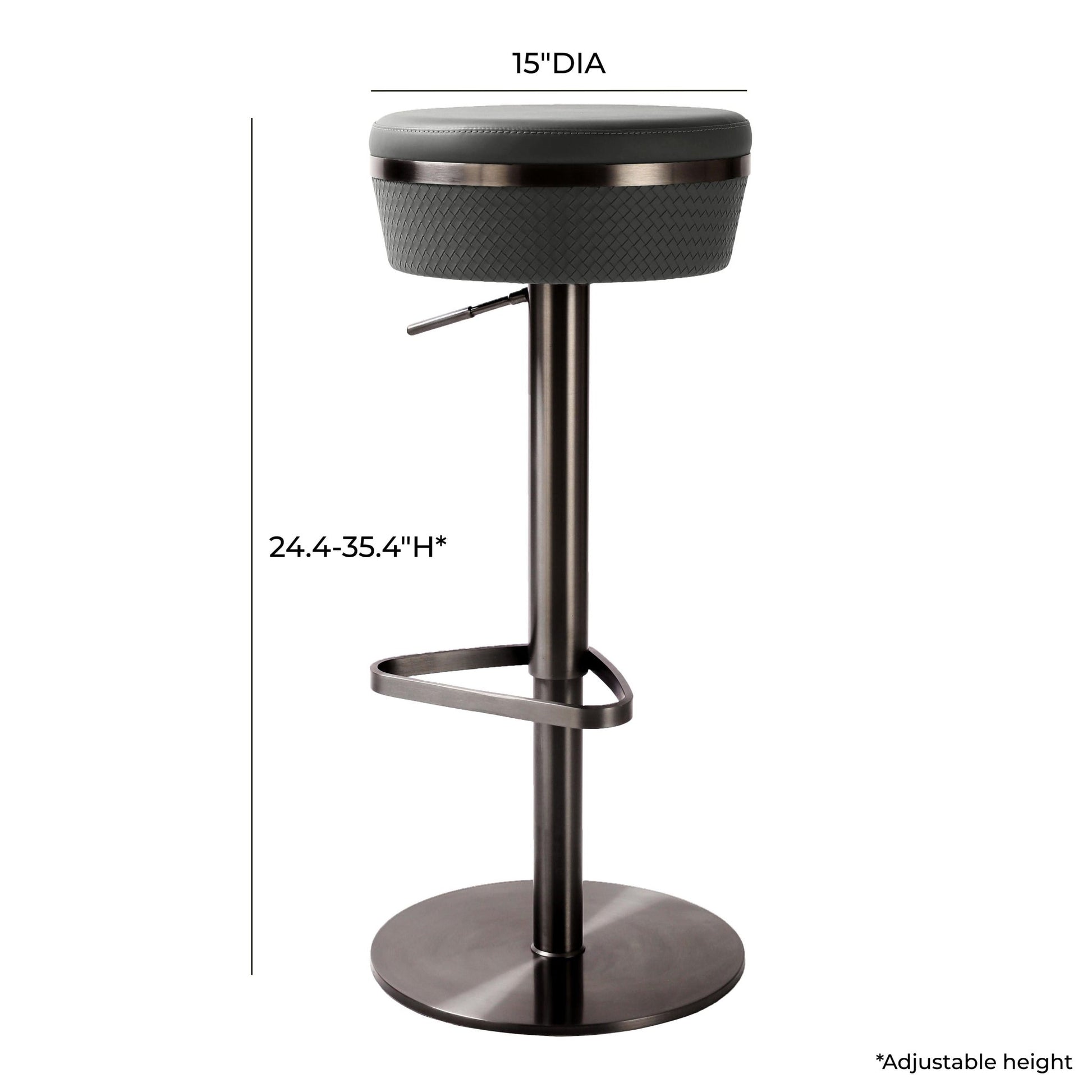 Astro Grey Woven Vegan Leather Adjustable Stool Stools| TOV