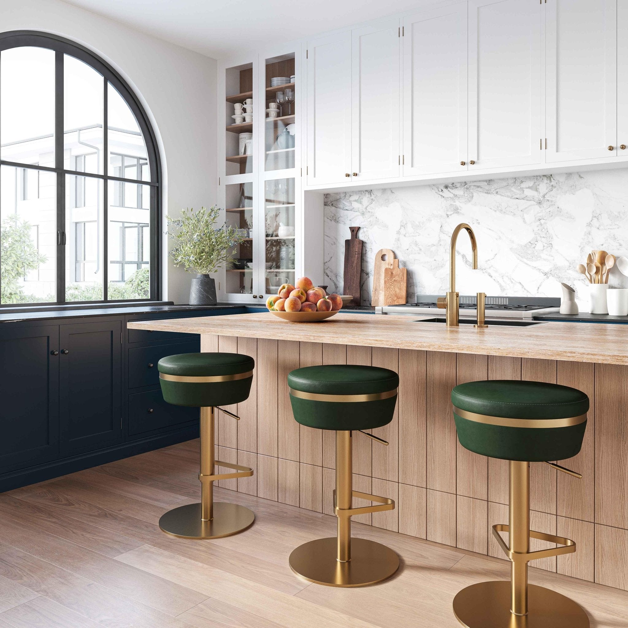 Astro Malachite Green and Gold Adjustable Stool Stools| TOV