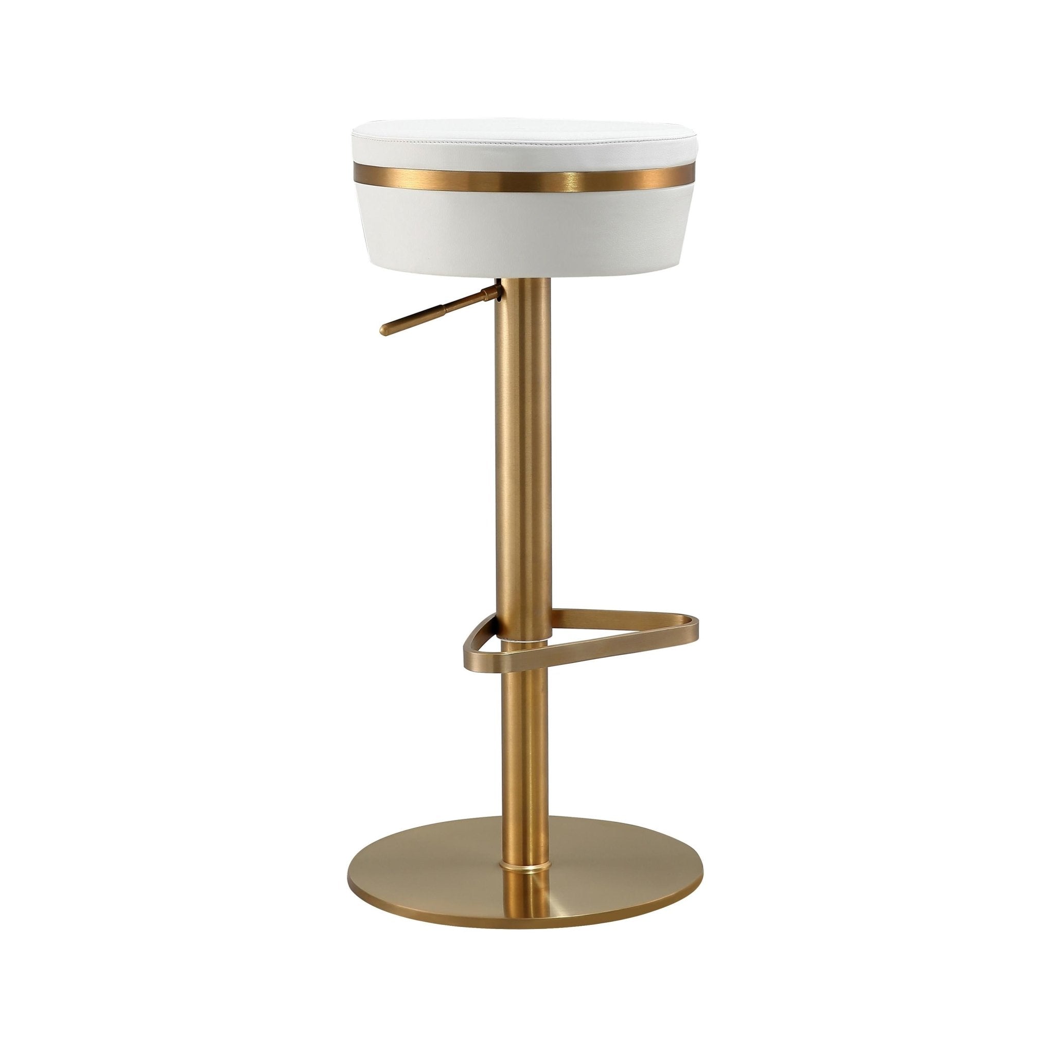 Astro White and Gold Adjustable Stool Stools| TOV