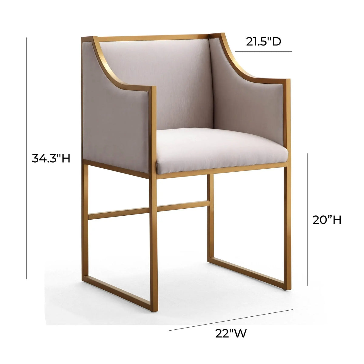 Atara Cream Velvet Gold Chair Dining Chairs| TOV