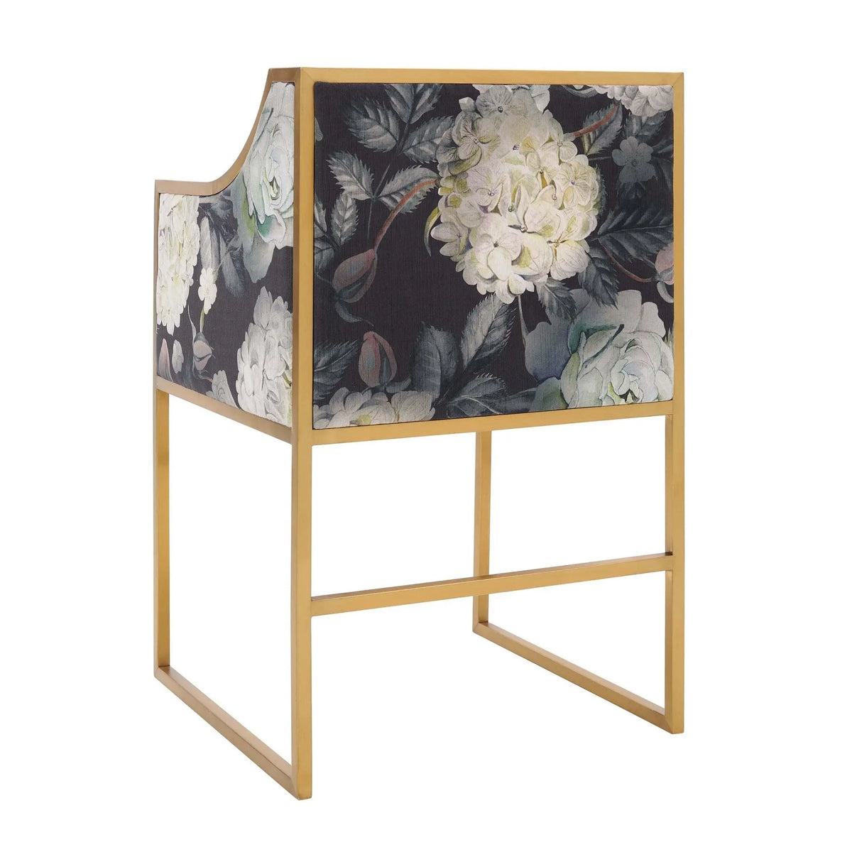 Atara Floral Velvet Gold Chair Chairs| TOV