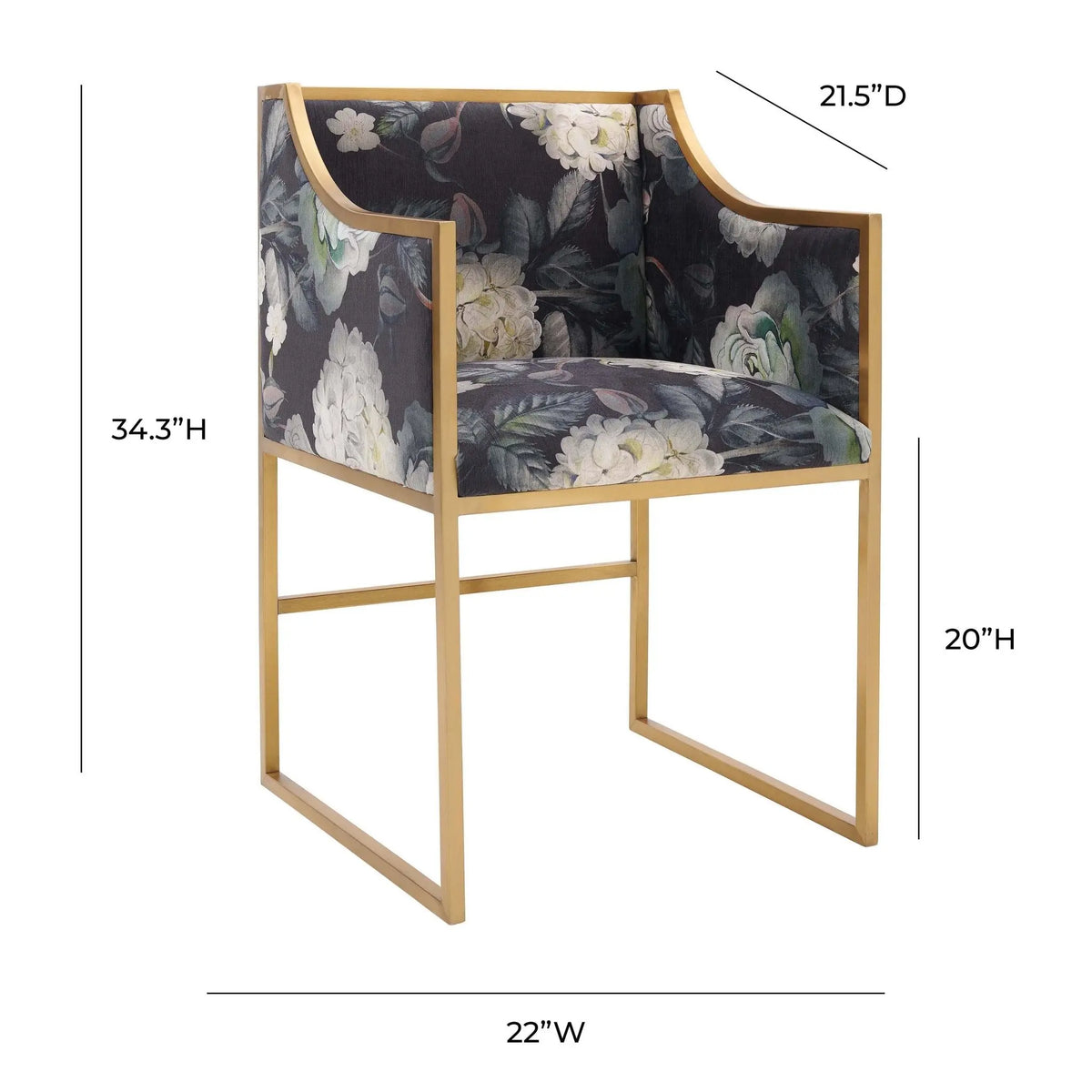 Atara Floral Velvet Gold Chair Chairs| TOV