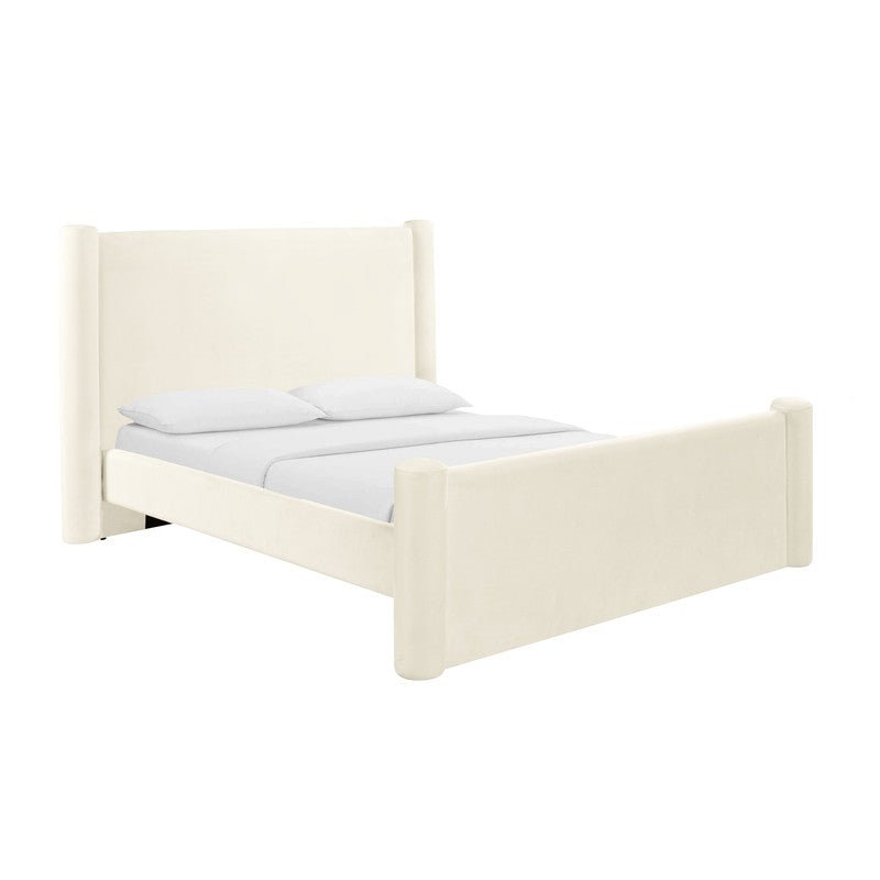 Athara Cream Velvet King Bed Beds| TOV