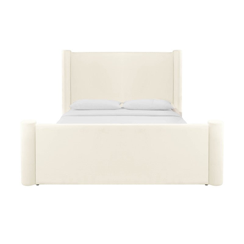 Athara Cream Velvet King Bed Beds| TOV
