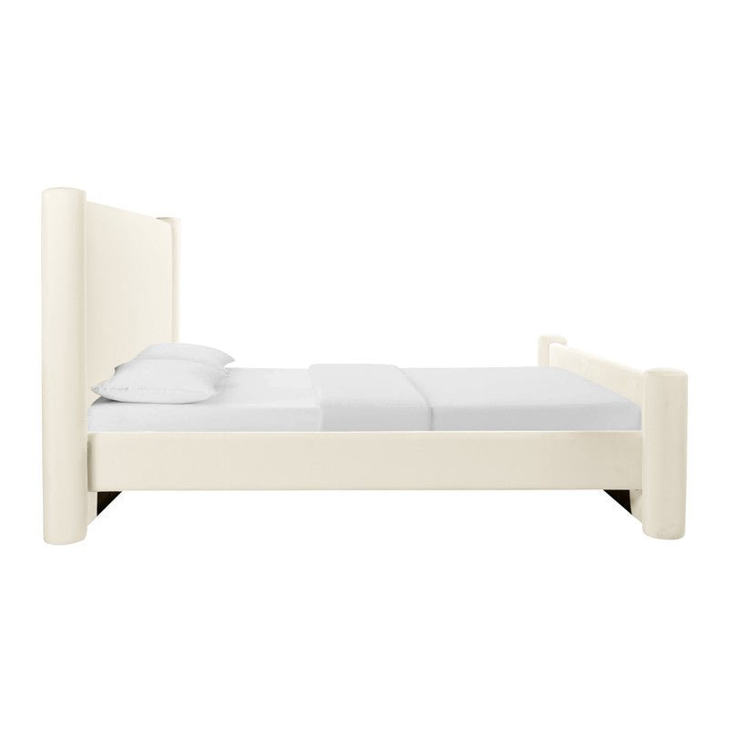 Athara Cream Velvet King Bed Beds| TOV