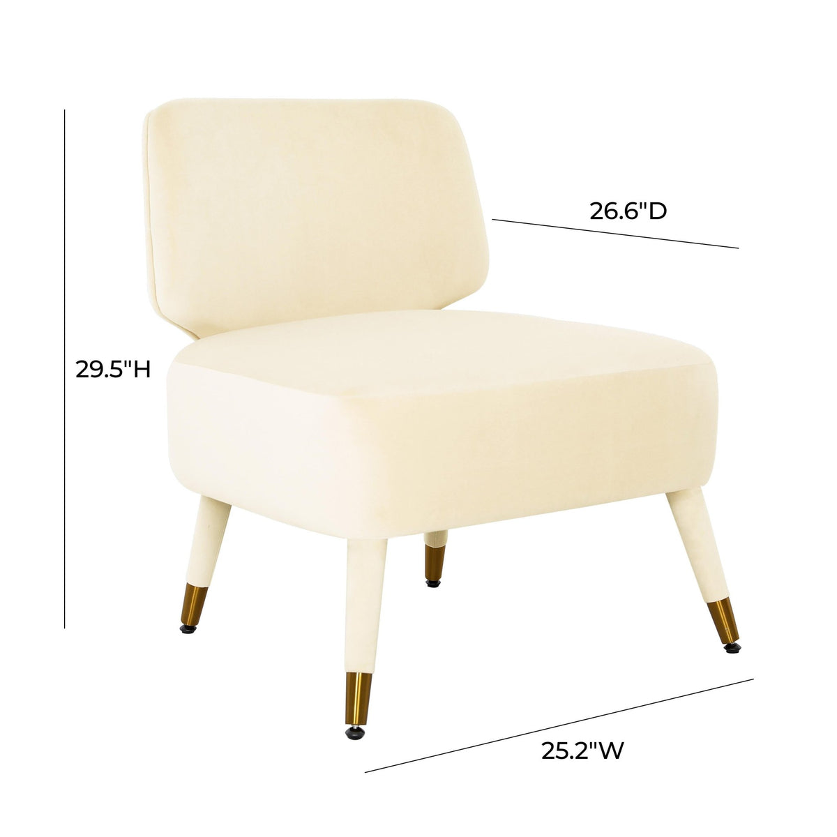 Athena Cream Velvet Accent Chair Chairs| TOV