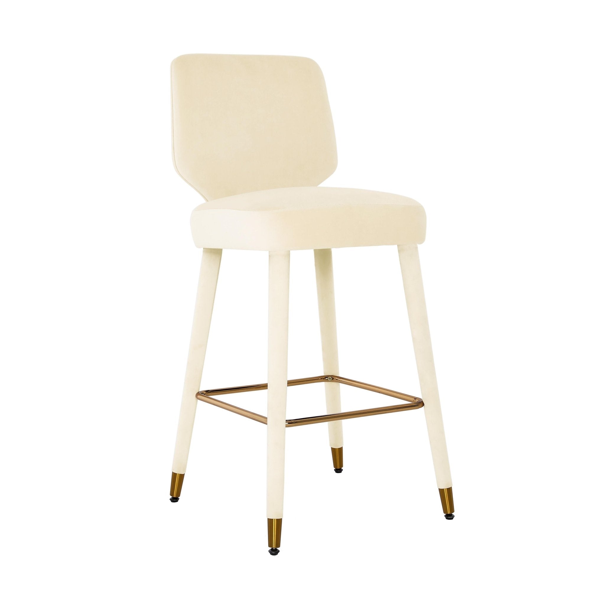 Athena Cream Velvet Bar Stool Stools| TOV