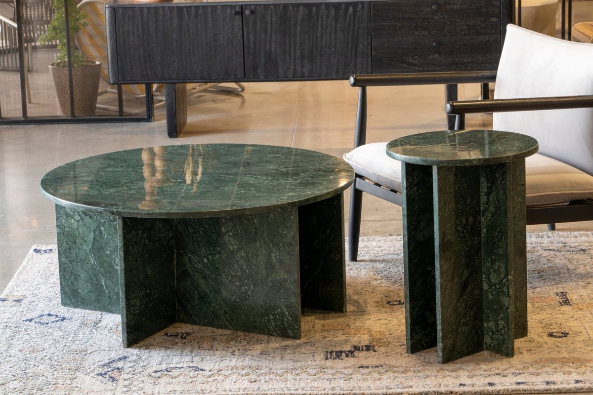Atrium Green Marble Round Coffee Table Coffee Tables| Roots Furniture