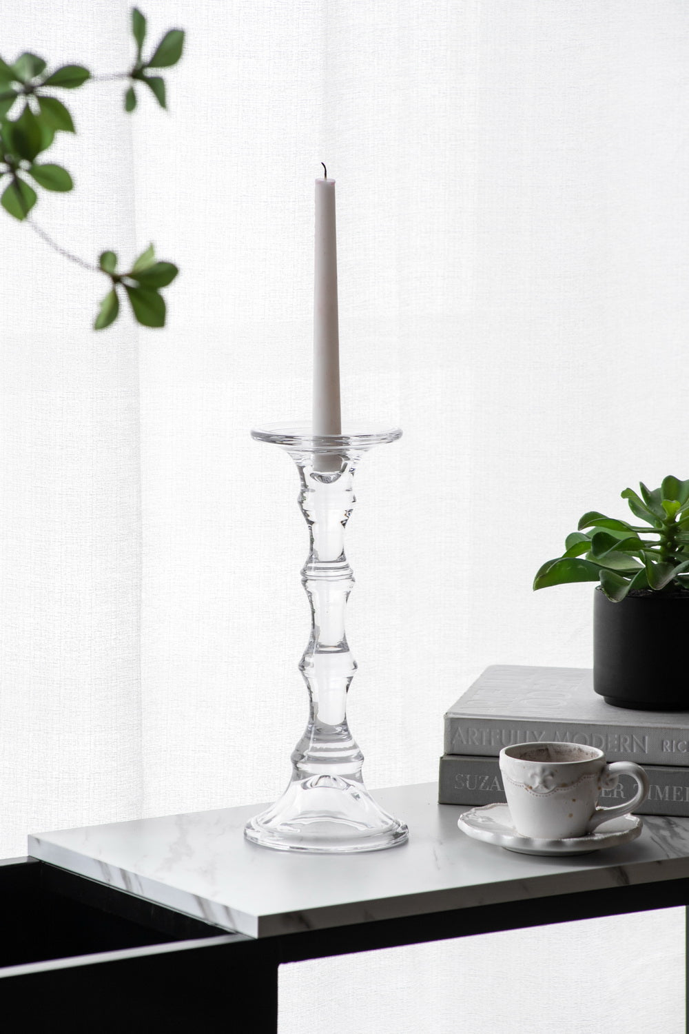 Audrey Glass Candlestick, Tall Candle Holders| Roots Furniture