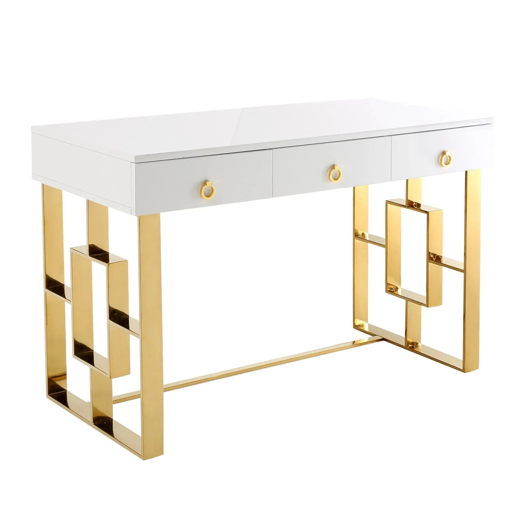 Audrey White Lacquer Desk Dressers| TOV
