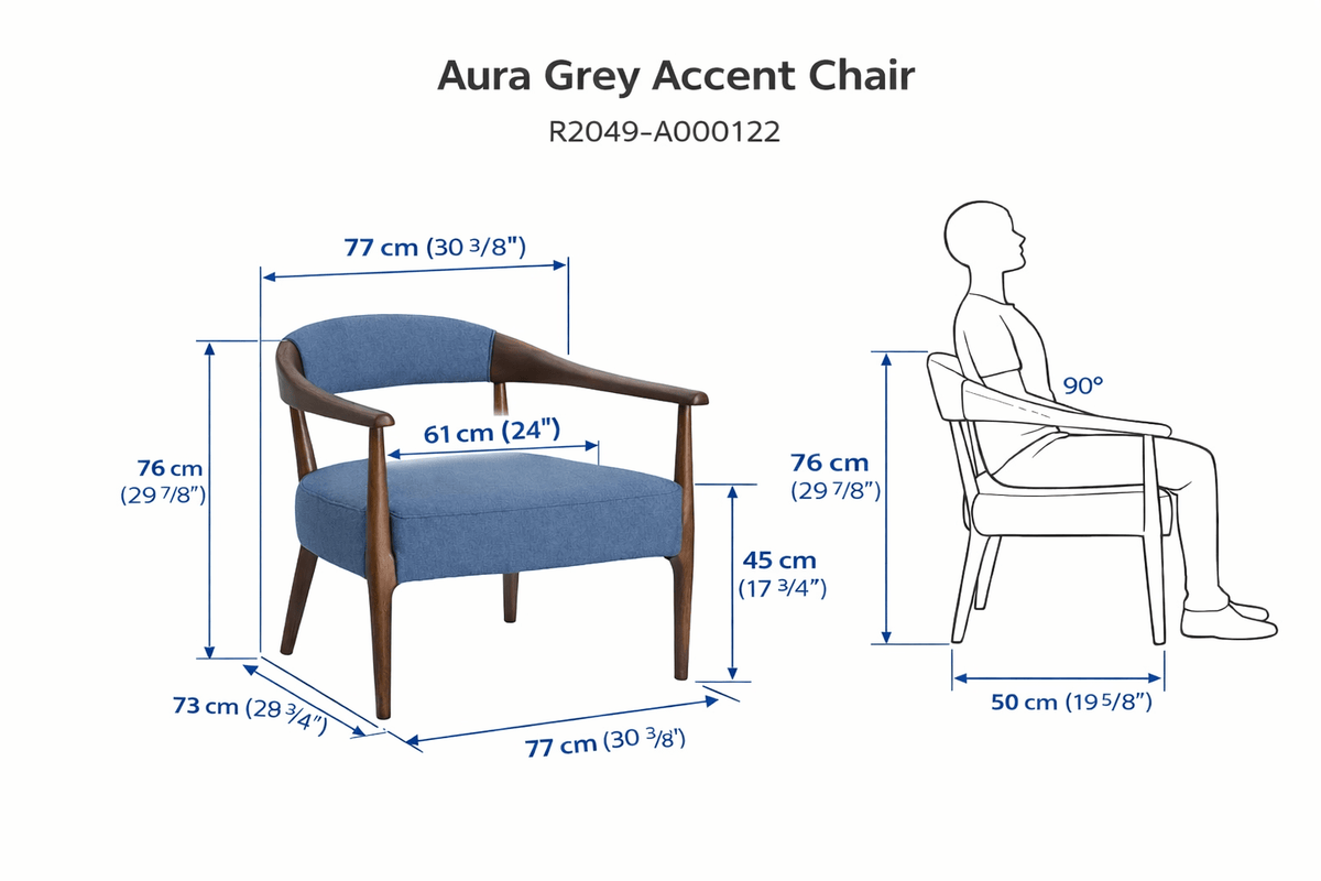 Aura Grey Accent Chair Chairs| Roots Furniture