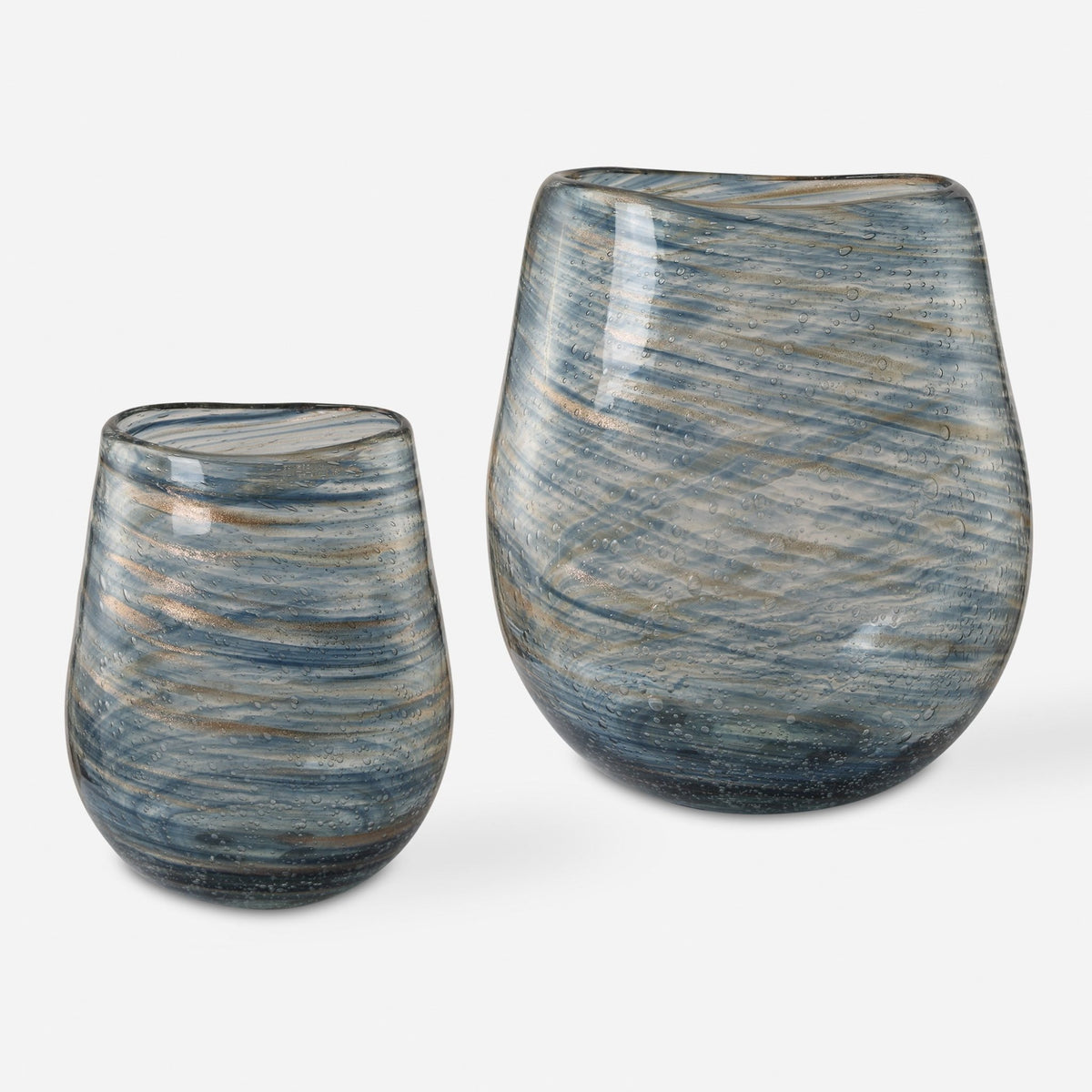 Aurora Swirl Glass Vases, S/2 Vases and Jars| Uttermost