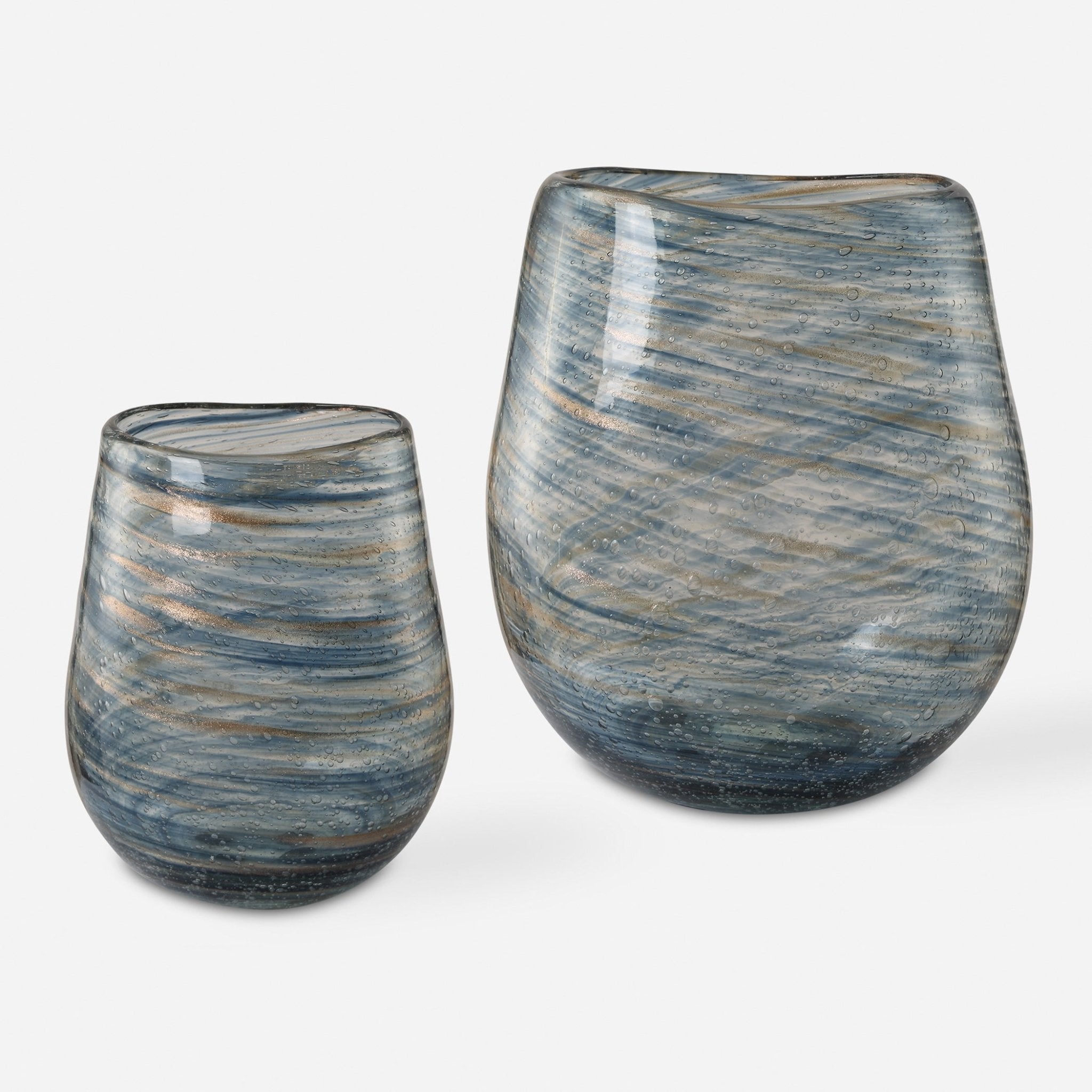 Aurora Swirl Glass Vases, S/2 Vases and Jars| Uttermost