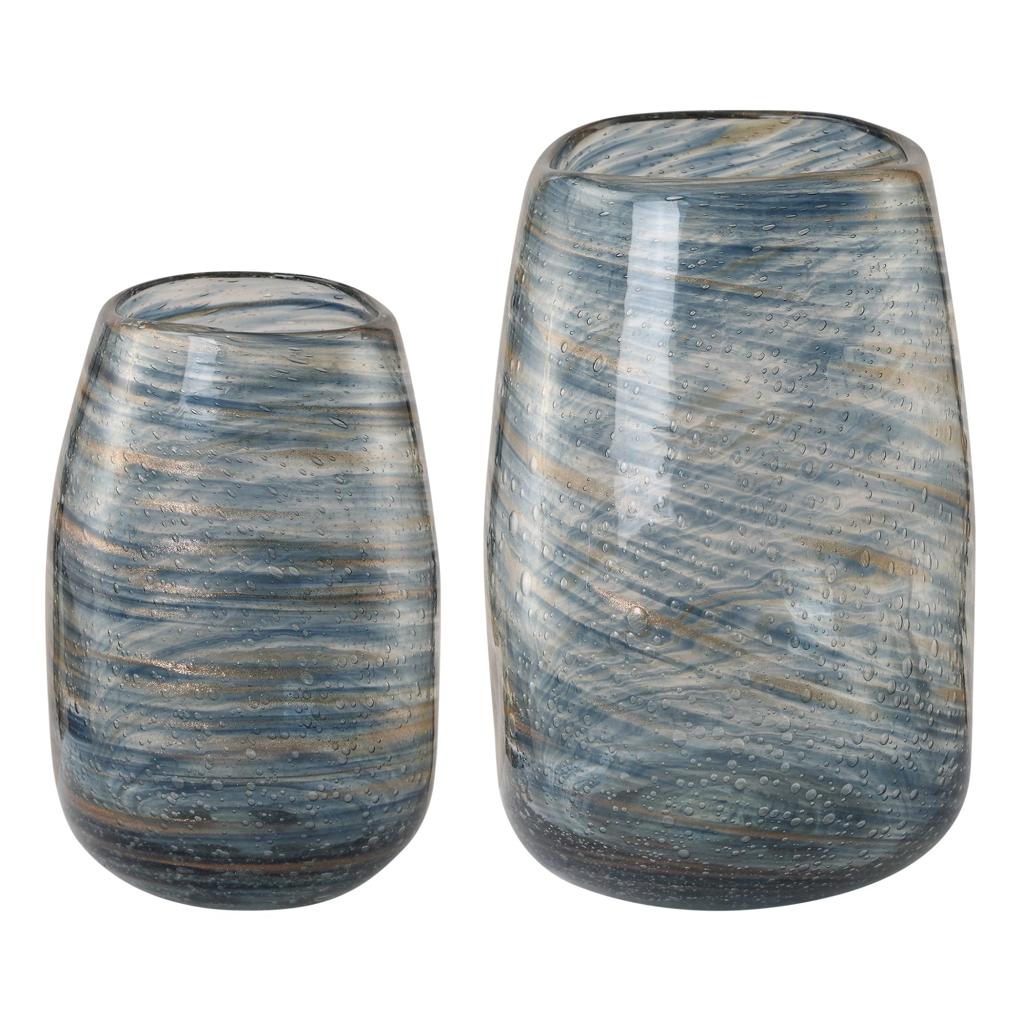 Aurora Swirl Glass Vases, S/2 Vases and Jars| Uttermost