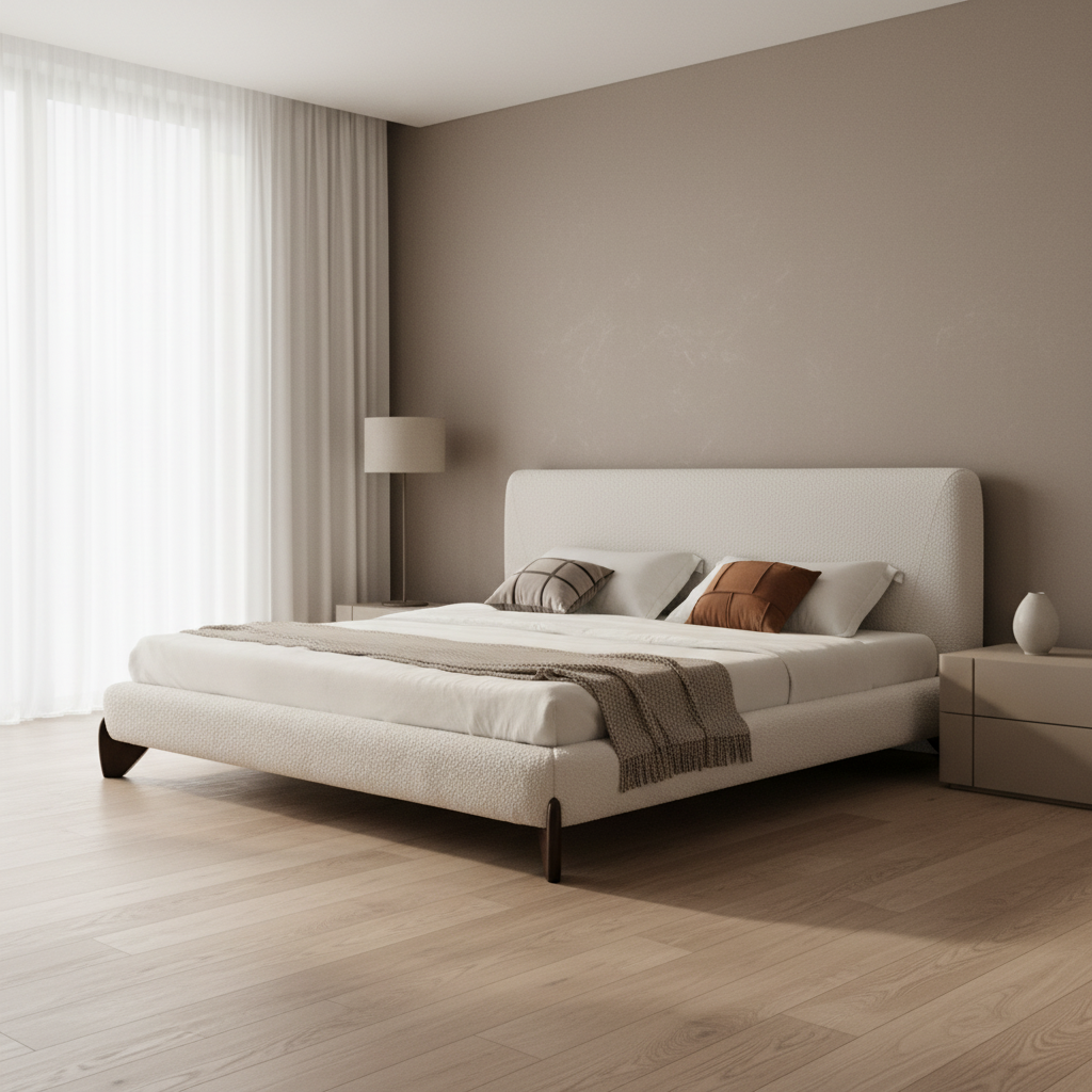Aurora White Upholstered Bed - King Bed