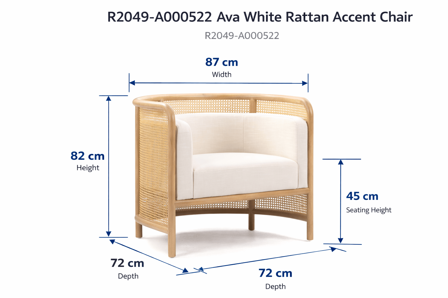 Ava White Rattan Accent Chair Chairs| Roots Furniture