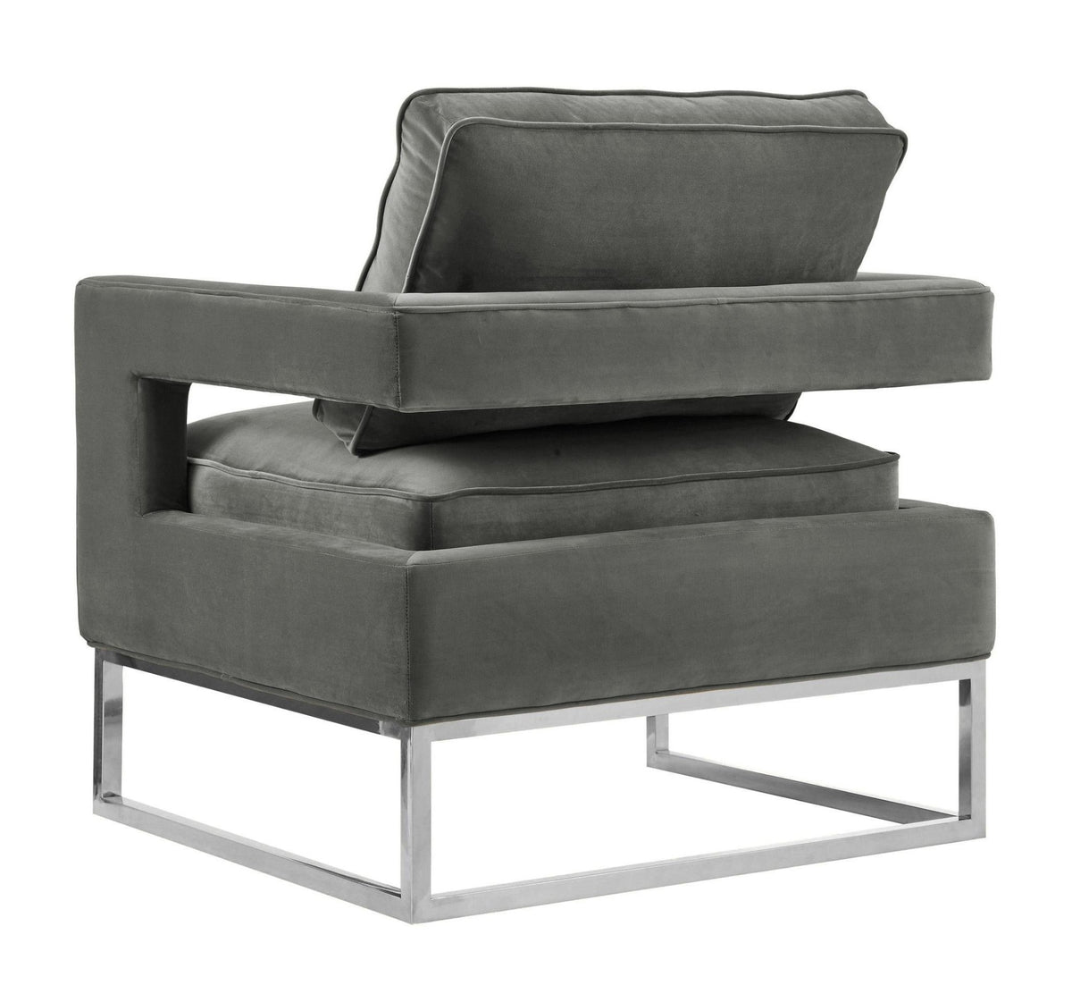 Avery Grey Velvet Chair - Silver Frame Chairs| TOV