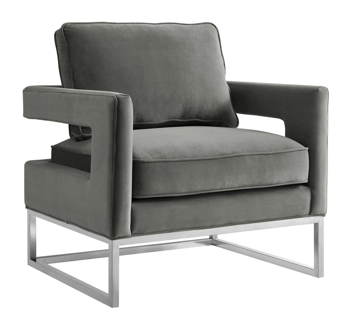 Avery Grey Velvet Chair - Silver Frame Chairs| TOV