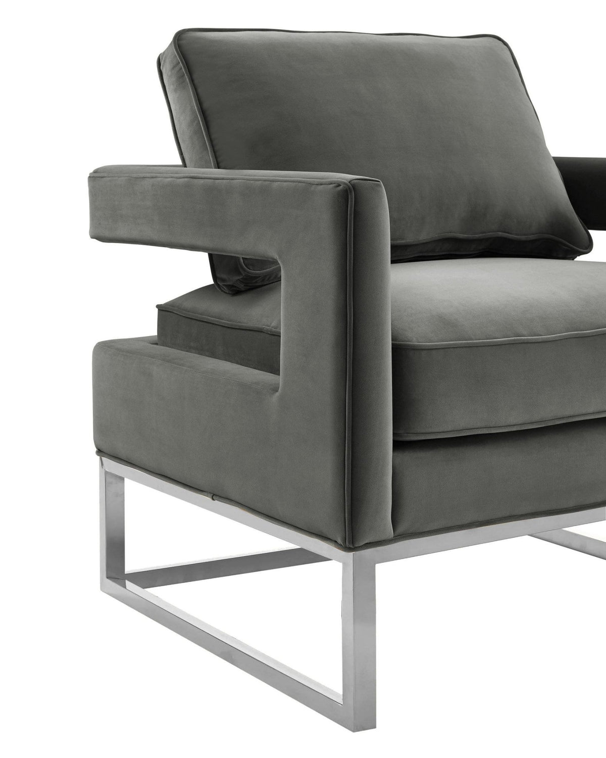 Avery Grey Velvet Chair - Silver Frame Chairs| TOV