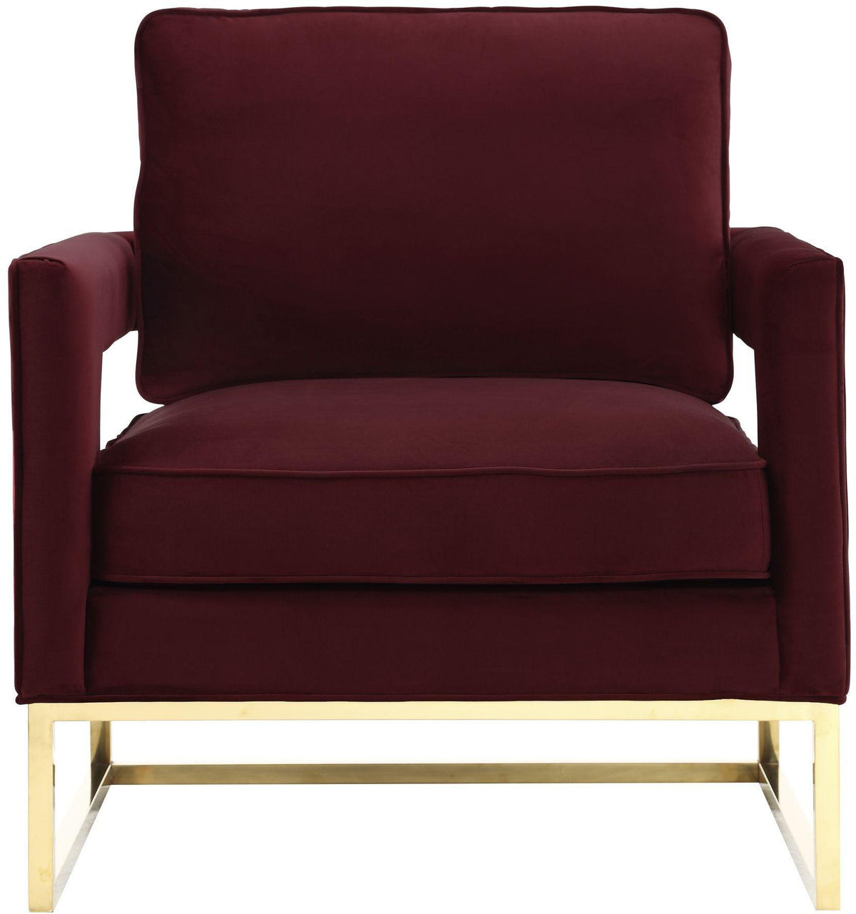 Avery Maroon Velvet Chair With Polished Gold Base Chairs| TOV