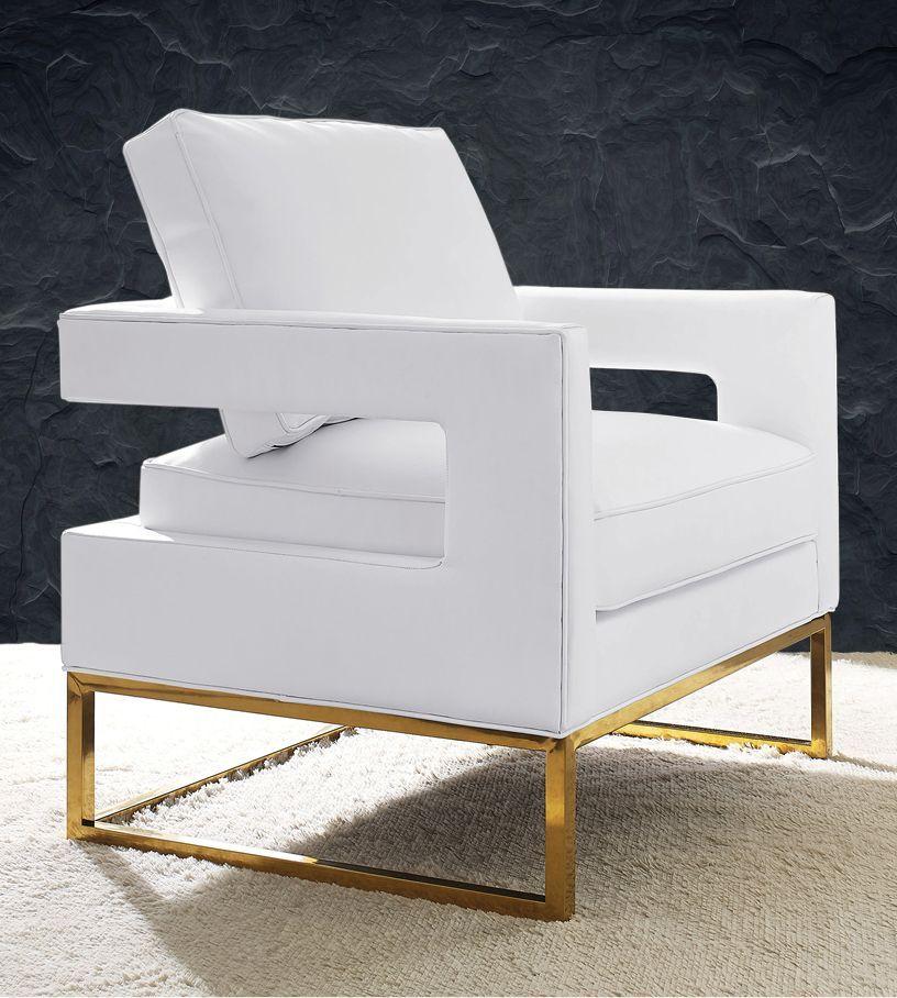 Avery White Leather Chair Chairs| TOV
