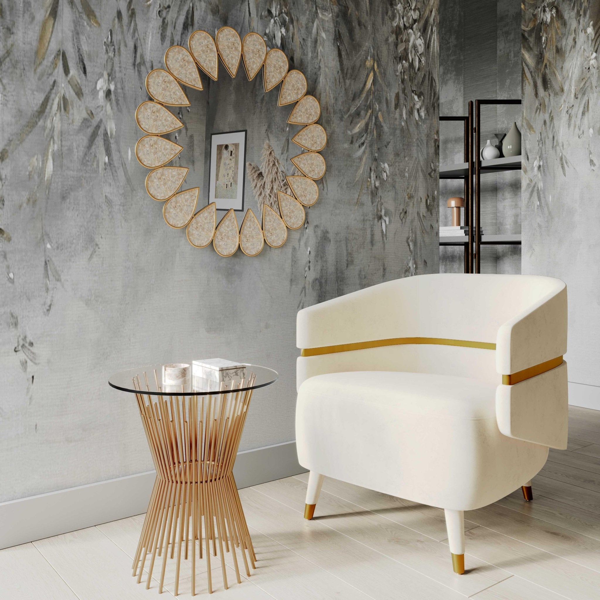 Ayla Cream Velvet Accent Chair Chairs| TOV