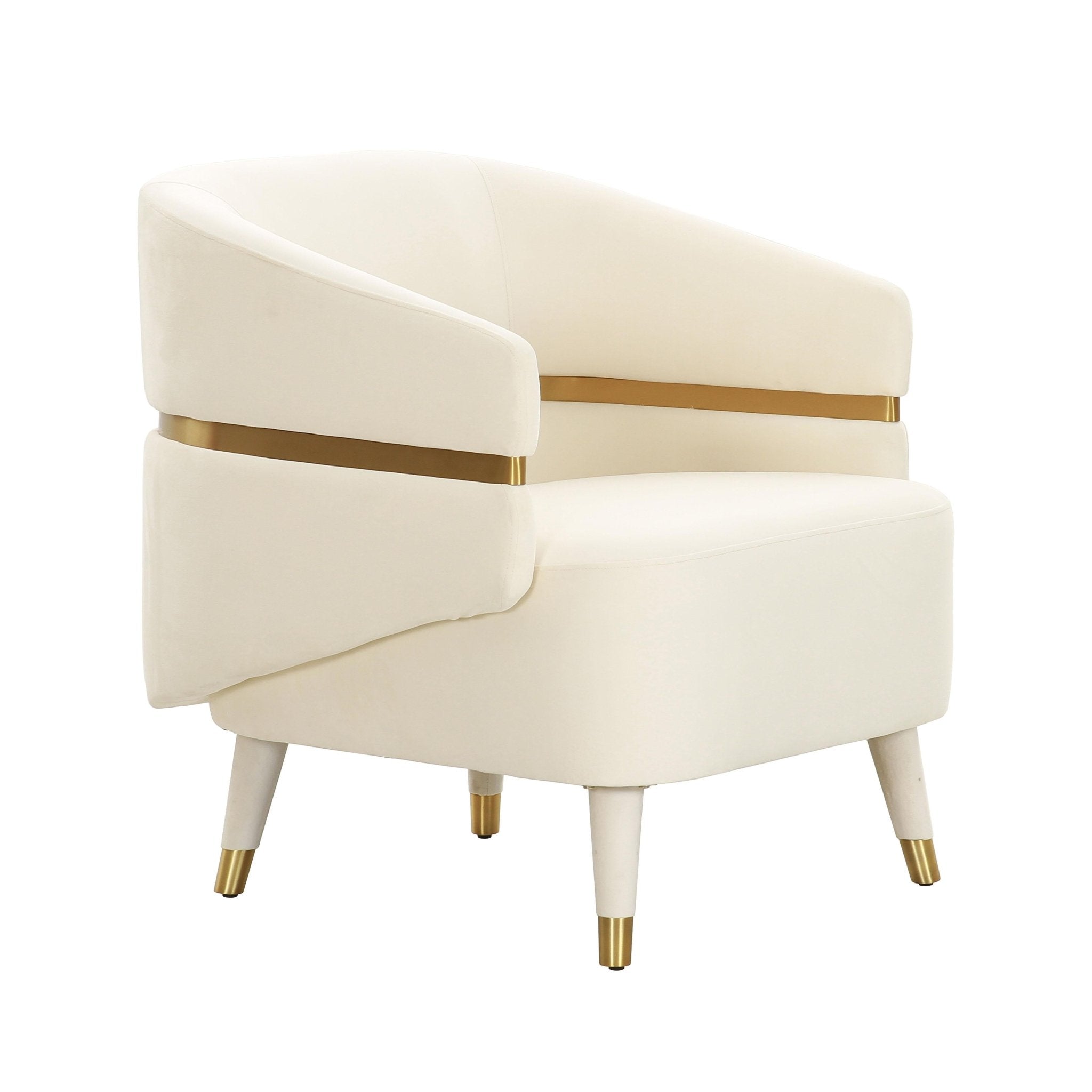 Ayla Cream Velvet Accent Chair Chairs| TOV