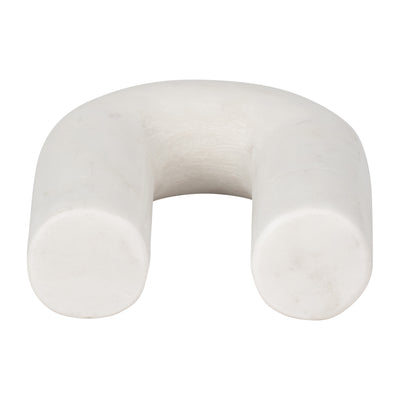 MARBLE, 6 ROUNDED HORSESHOE TABLE TOP DECO, WHITE