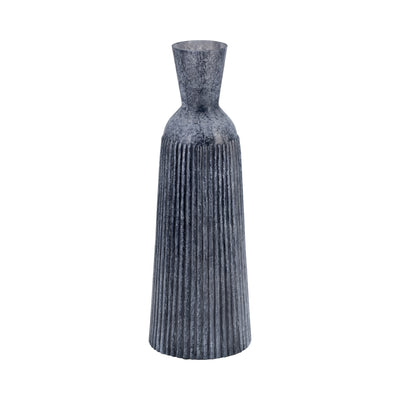 16, GROOVED GLASS VASE, BLUE