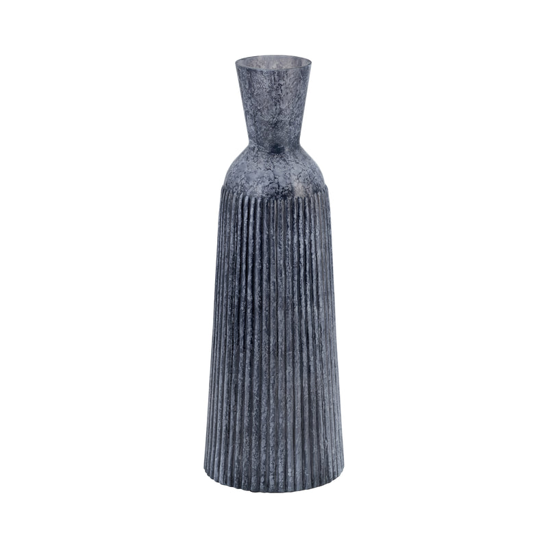 16, GROOVED GLASS VASE, BLUE