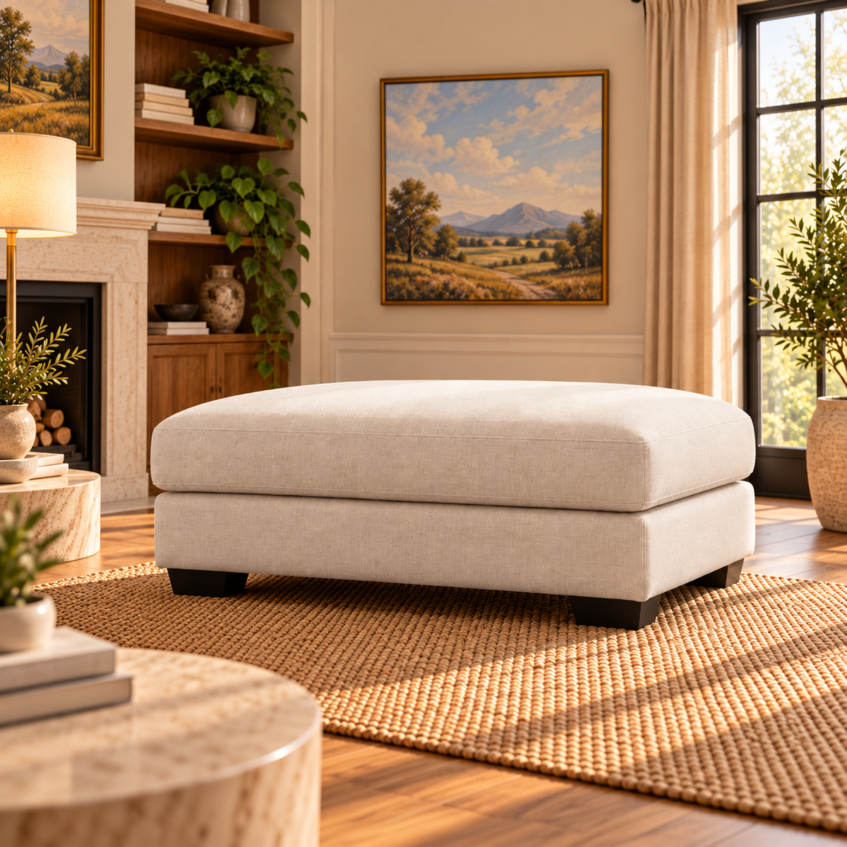Elegant White Ottoman