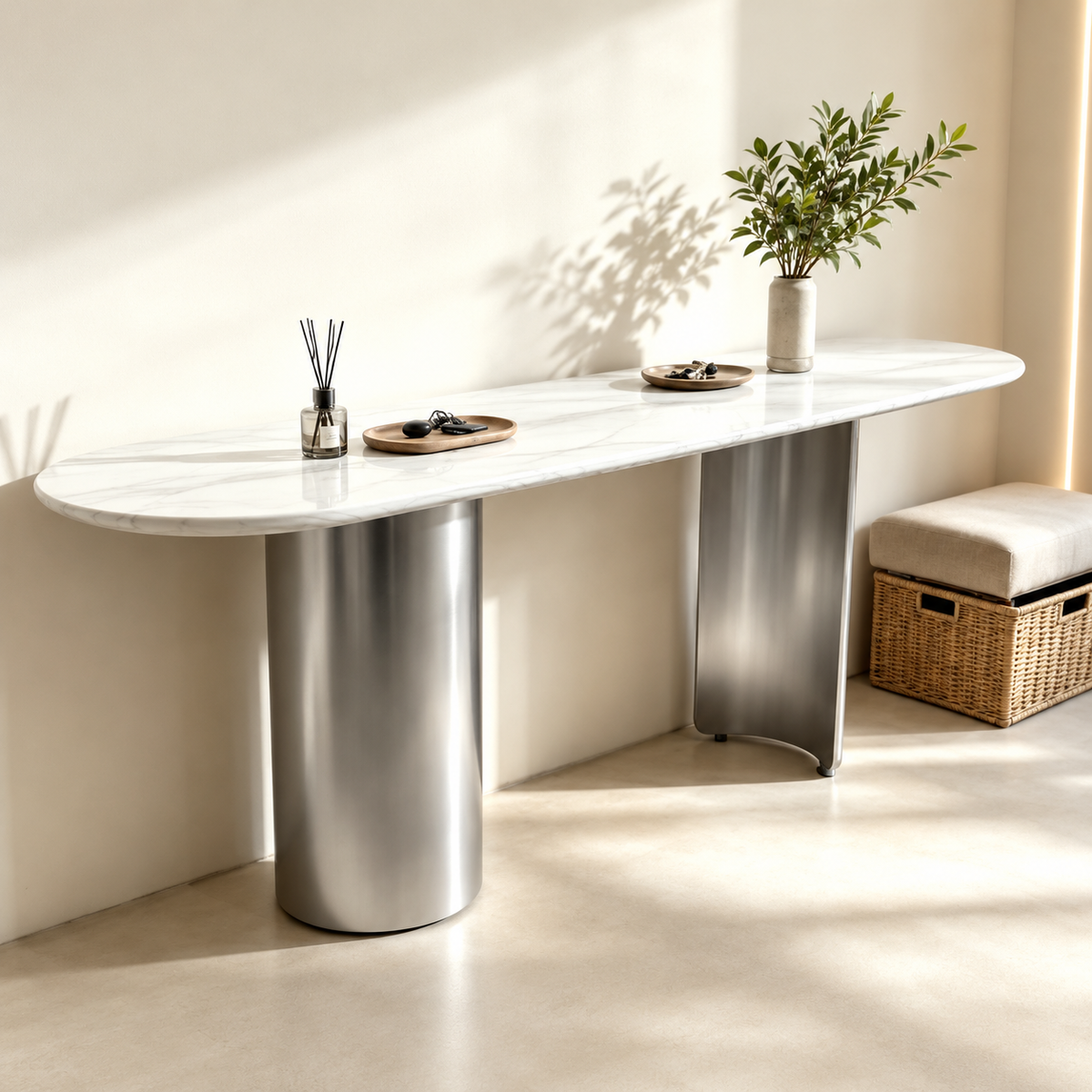Twirl White Silver Bar Table - 152 Cm TOP
