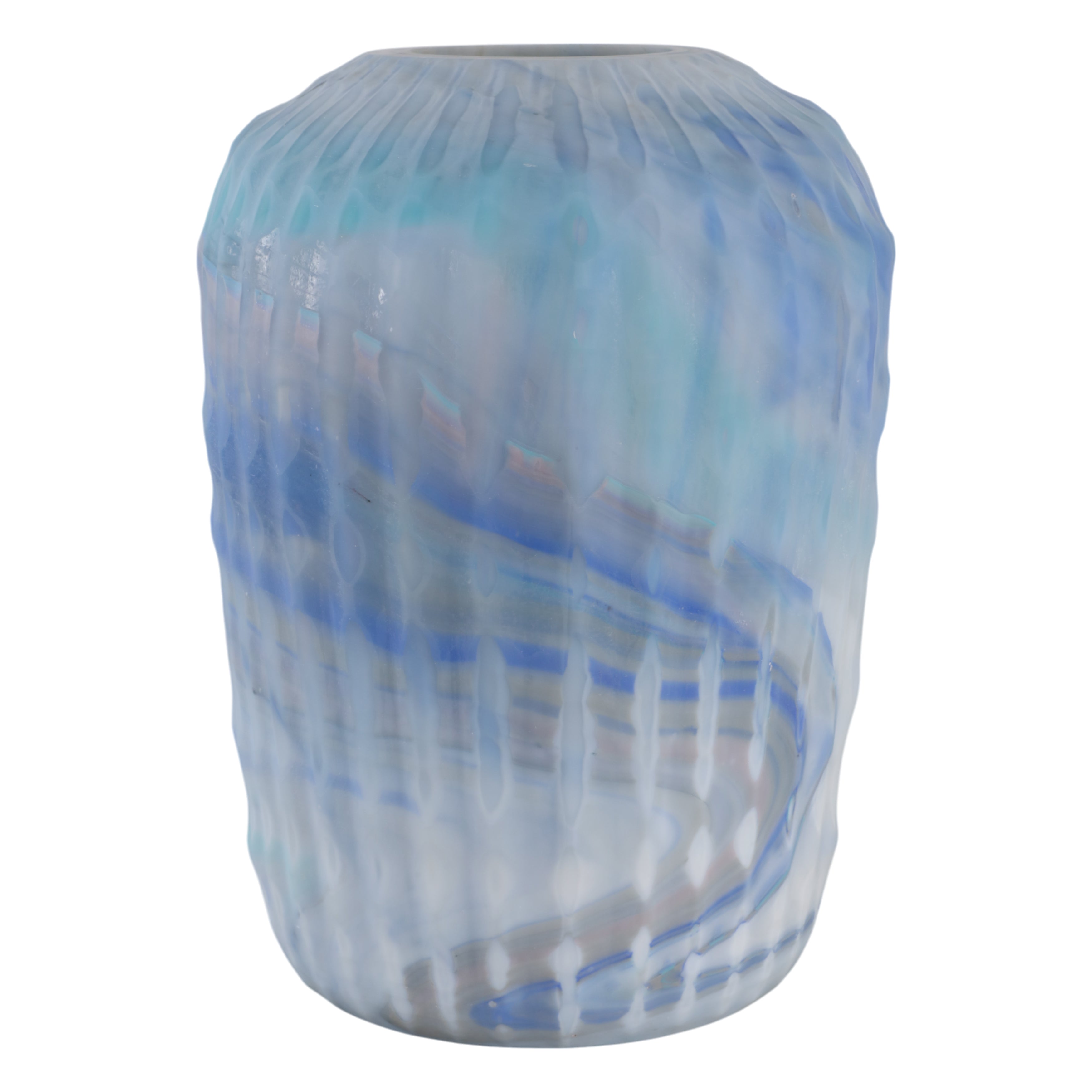 وارويك الزهرية الزجاجية الزرقاء المنحوتة Warwick Blue Carved Glass Vase