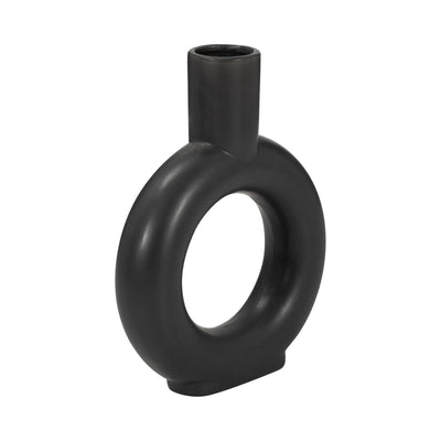 Cer, 9 Round Cut-Out Vase, Black