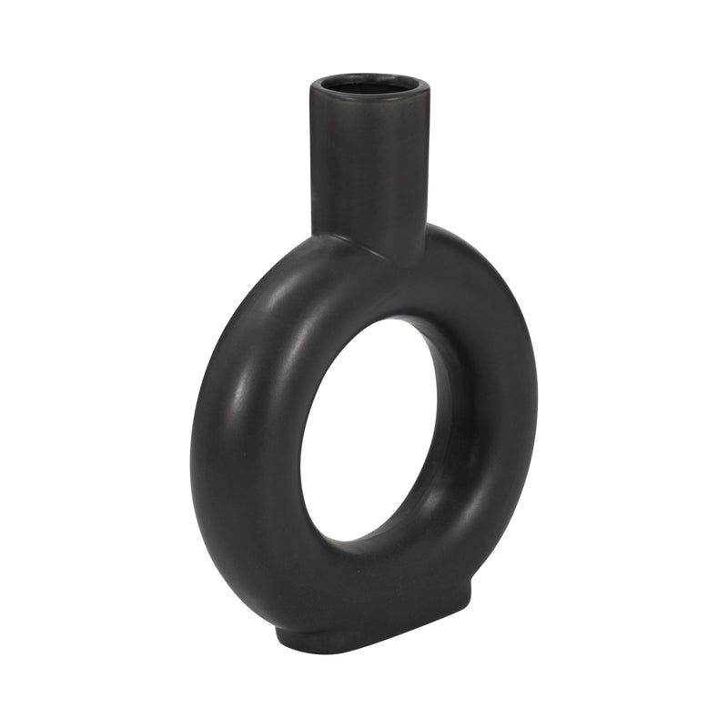 Cer, 9 Round Cut-Out Vase, Black