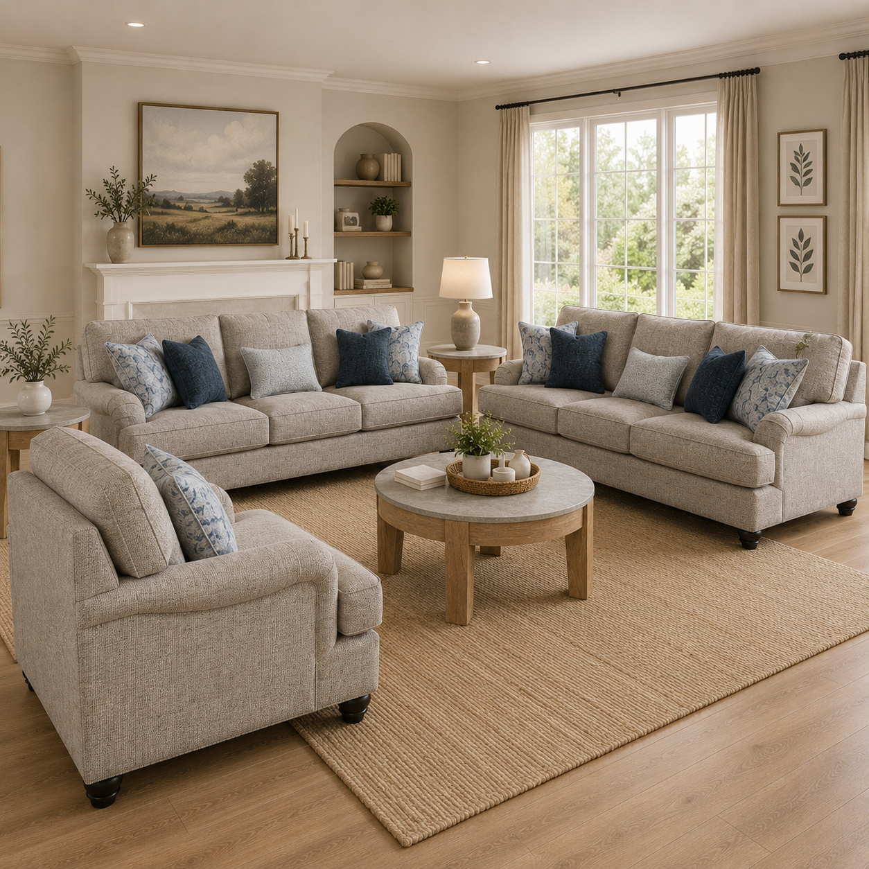 Tight-Rope Morren Sofa set with Free Guystone Table (Set of 3)