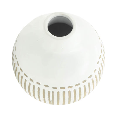 CER, 6H ROUND AZTEC VASE, GRAY