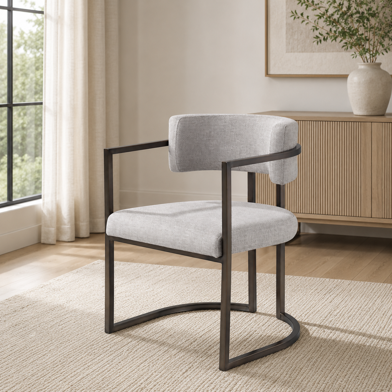 Alexa Light Grey Dining Chair- Bronze Legs