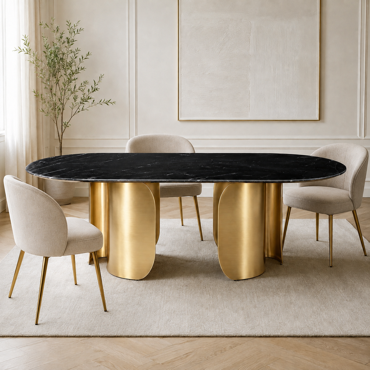 Twirl Black Gold Dining Table-270 Cm
