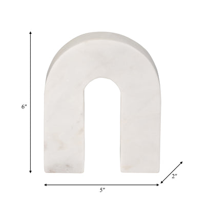 MARBLE, 6H HORSESHOE TABLETOP DECO, WHITE