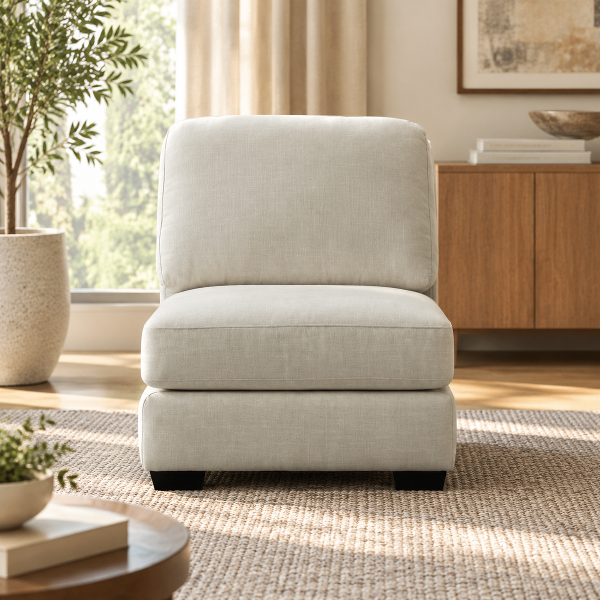 Scott Cream Armless Chair