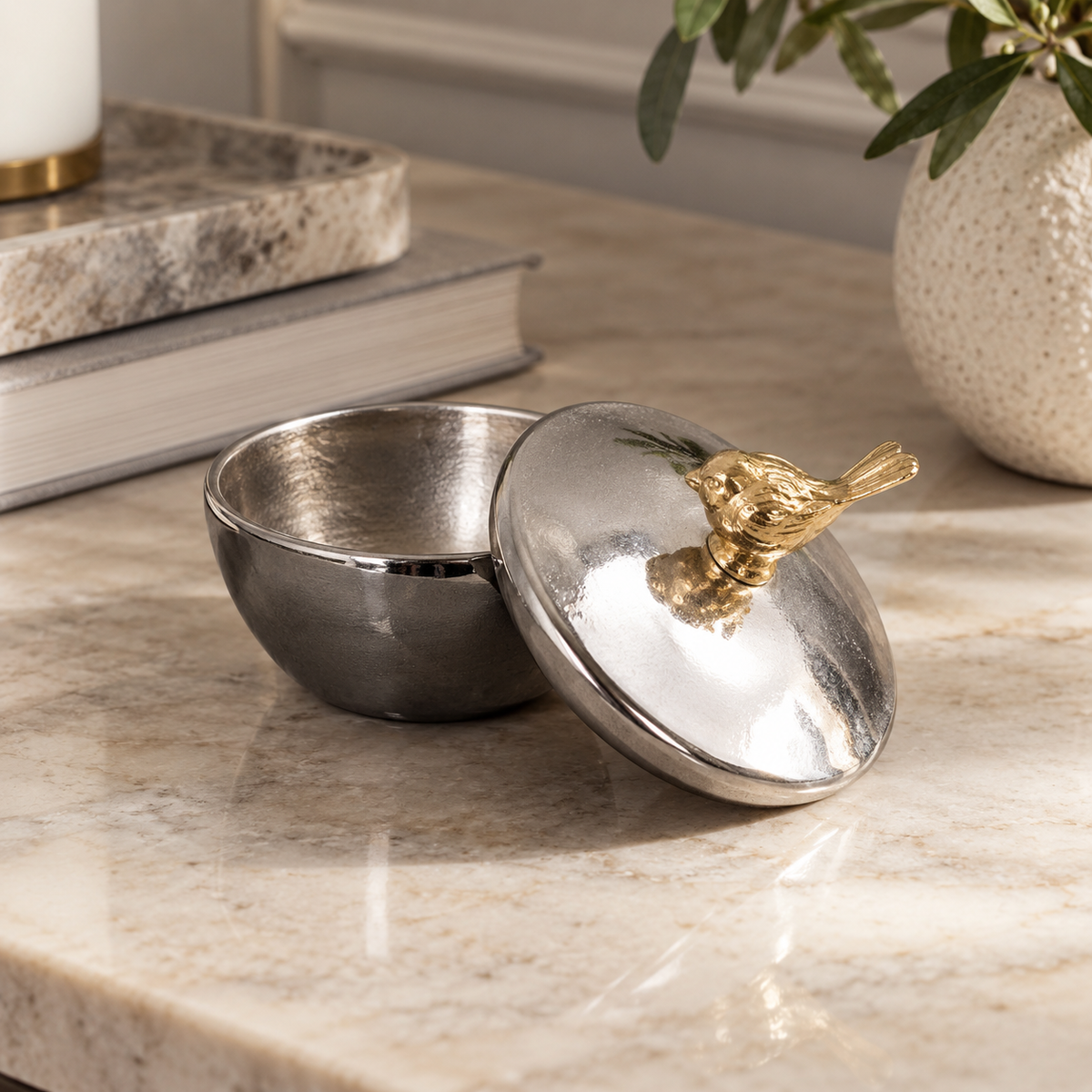 Gold Bird Accent Oval Bowl - Small