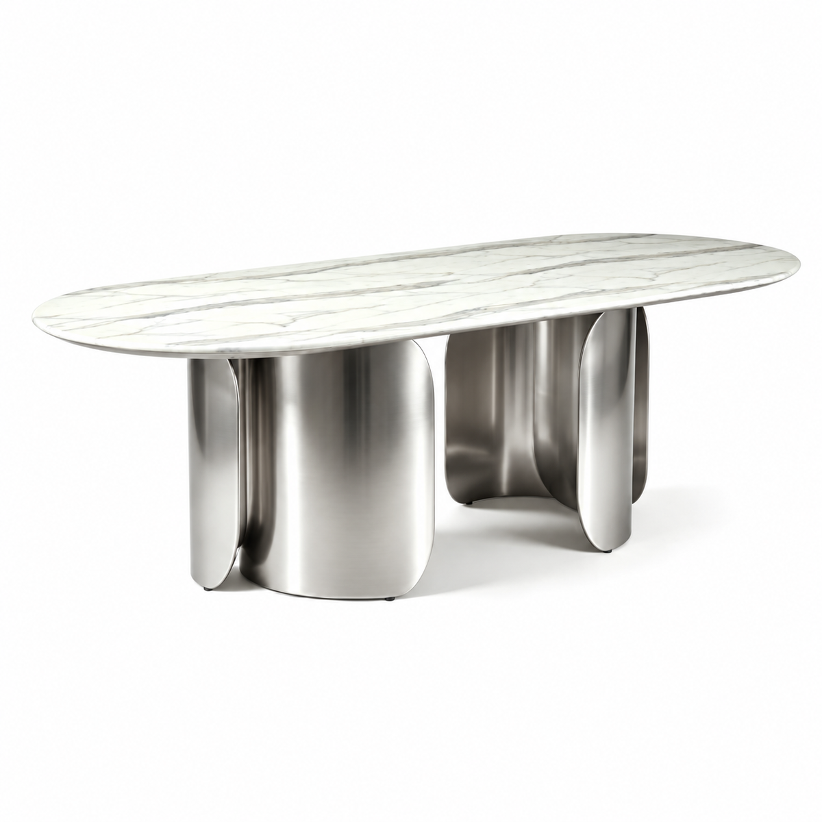 Twirl White Silver Dining Table-300 Cm